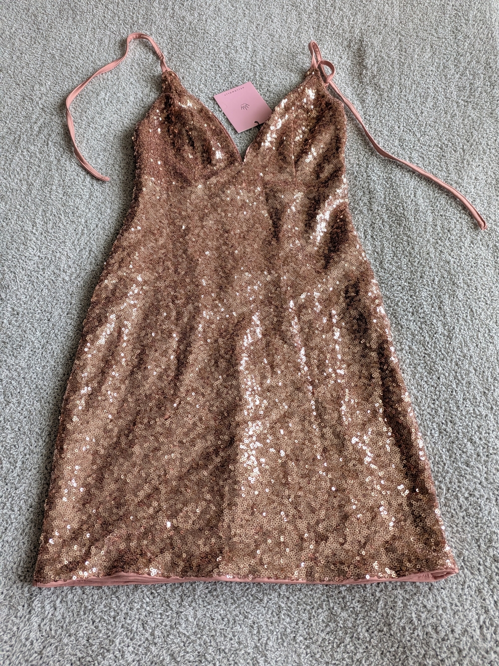 Hello Molly Rose Gold Sequin Mini Dress NWT